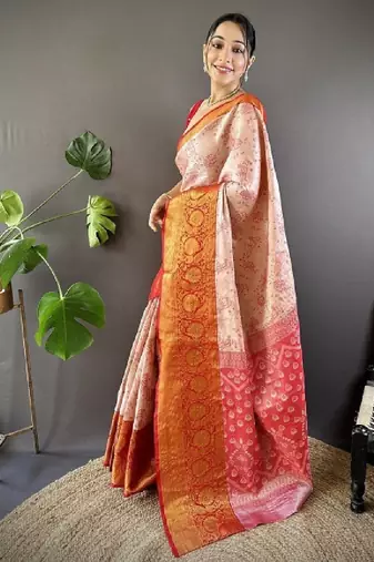 Woven design zari silk blend kanjeevaram saree