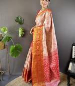 Woven design zari silk blend kanjeevaram saree