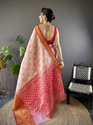 Woven design zari silk blend kanjeevaram saree 2