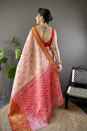Woven design zari silk blend kanjeevaram saree