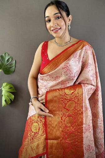 Woven design zari silk blend kanjeevaram saree