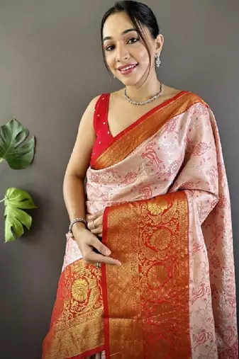 Woven design zari silk blend kanjeevaram saree
