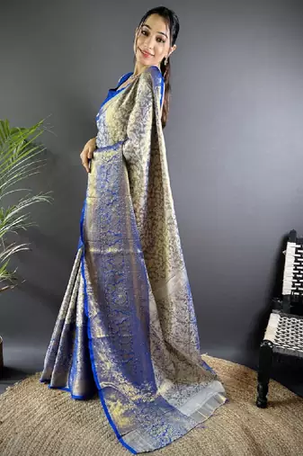 Woven design zari tissue kanjeevaram saree