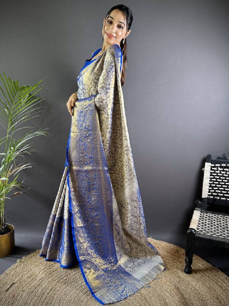 Woven design zari tissue kanjeevaram saree