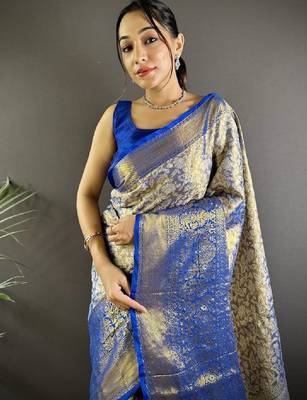 Woven design zari tissue kanjeevaram saree 3