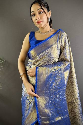 Woven design zari tissue kanjeevaram saree