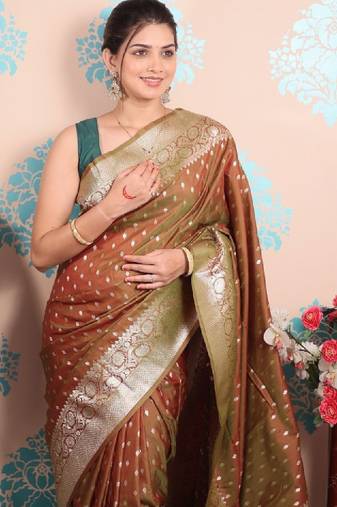 Woven design zari silk blend kanjeevaram saree
