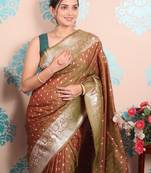 Woven design zari silk blend kanjeevaram saree