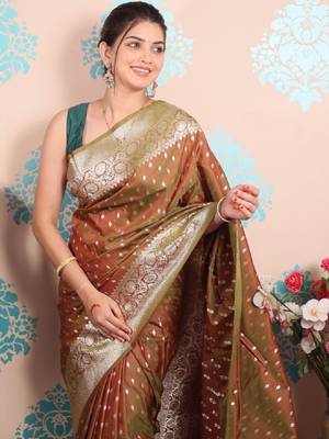 Woven design zari silk blend kanjeevaram saree 2