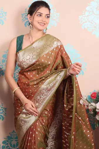 Woven design zari silk blend kanjeevaram saree