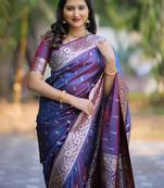 Polka dot zari silk blend kanjeevaram saree