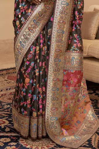 Floral zari kanjeevaram saree