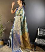 Woven design zari silk blend kanjeevaram saree