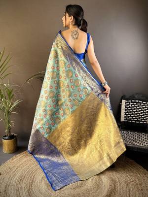 Woven design zari silk blend kanjeevaram saree 2