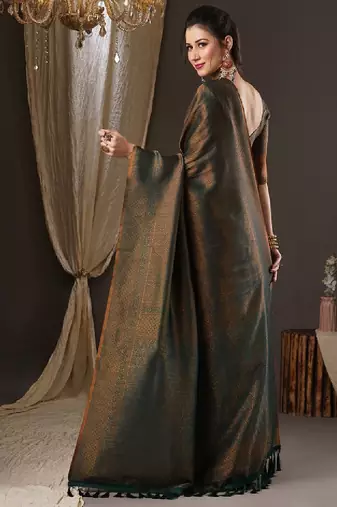 Ethnic motifs zari pure georgette kanjeevaram saree