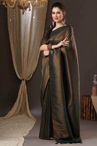 Ethnic motifs zari pure georgette kanjeevaram saree