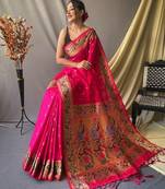 Woven design pure zari heavy work paithani kanjeevaram silk saree