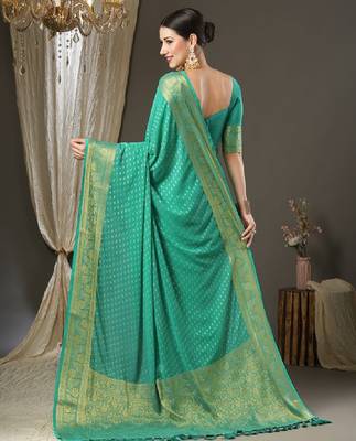 Ethnic motifs woven designed zari kanjeevaram sarees 2