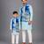 Pastel blue kurta with printed jacket attached kurta pyjama father son combo set