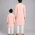 Assymetric pleat print peach kurta pyjama father son combo set