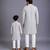 Multicolor kurta pyjama with attached print panel father son combo set