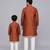 Brown chanderi panel kurta pyjama father son combo set
