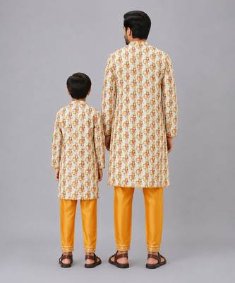 Durga ji printed kurta payjama father son combo set 2