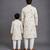 Floral printed kurta with off white pyjama father son combo set