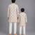 White embroidery bandgala churidar father son combo set