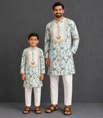 Butterfly printed kurta father son combo set