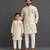 Off white floral hand paint printed kurta father son combo set