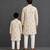 Off white floral hand paint printed kurta father son combo set
