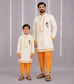 Purple ganpati printed kurta father son combo set