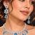 Sky Blue CZ Bridal Necklace Earrings Set, Floral Indian Wedding Jewelry