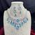 Sky Blue CZ Bridal Necklace Earrings Set, Floral Indian Wedding Jewelry