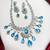 Sky Blue CZ Bridal Necklace Earrings Set, Floral Indian Wedding Jewelry