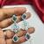 Sky Blue CZ Bridal Necklace Earrings Set, Floral Indian Wedding Jewelry