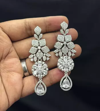 Crystal Floral Bridal Necklace & Earrings Set, Rhinestone Statement Jewelry 3