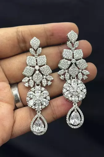Crystal Floral Bridal Necklace & Earrings Set, Rhinestone Statement Jewelry