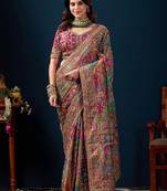 Ethnic motifs sequinned heavy work kanjeevaram saree