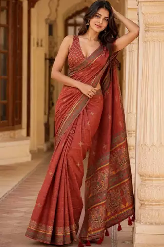 Paisley art silk kanjeevaram saree