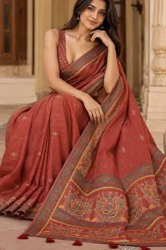Paisley art silk kanjeevaram saree
