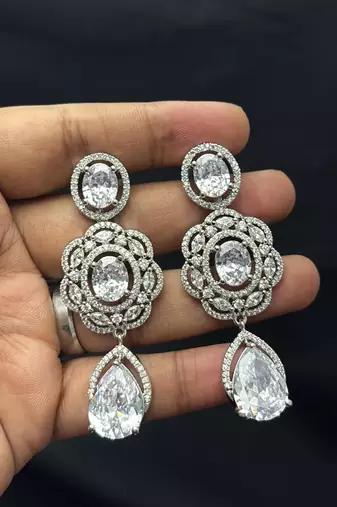 Crystal Statement Necklace Earrings Set, Bridal Choker Jewelry