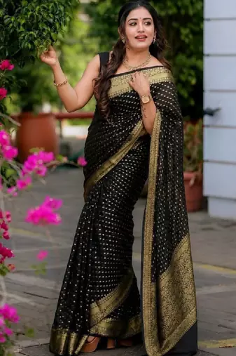 Woven design zari silk blend kanjeevaram saree