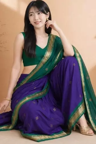 Woven design zari pure cotton fusion kanjeevaram saree