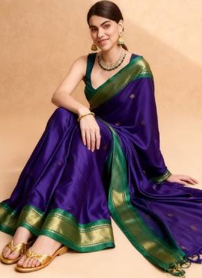 Woven design zari pure cotton kanjeevaram saree 1
