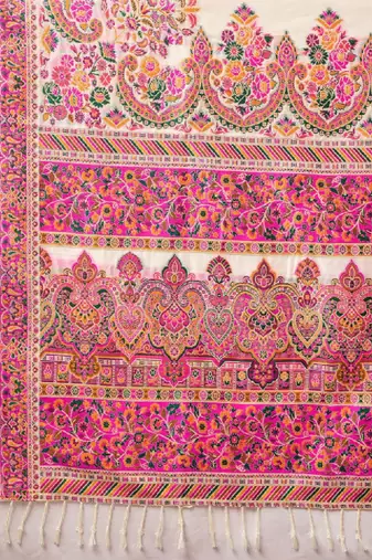 Floral embroidered pashmina handloom kanjeevaram saree