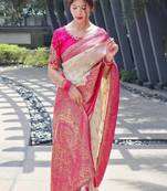 Woven design zari silk blend heavy work kanjeevaram saree