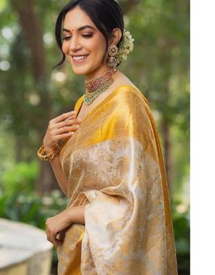 Woven design zari art silk designer kanjeevaram saree 1