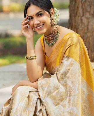 Woven design zari art silk designer kanjeevaram saree 2